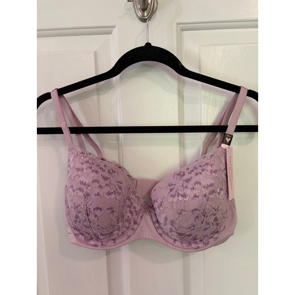 Victoria's Secret 34DD Body By Victoria Lined Demi Lavender Lace Bra NEW NWT